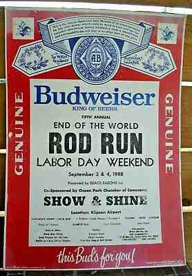  Budweiser End of the World Rod Run Labor Day Vintage 1988 Cardboard Poster