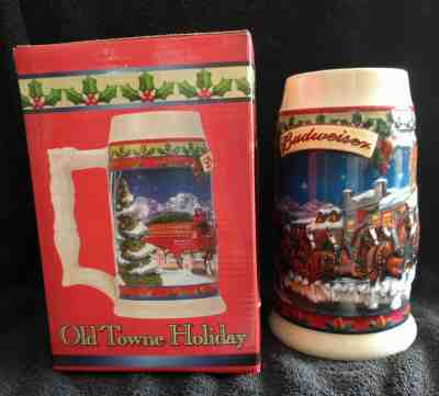 Budweiser Stein 2003 Holiday Series Old Towne Holiday CS560 w/Box & Papers