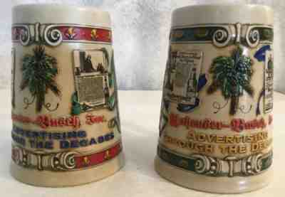 2 Anheuser Busch Steins, Advertising Through The Decades ‘93 ‘94, Ceramarte, BZ