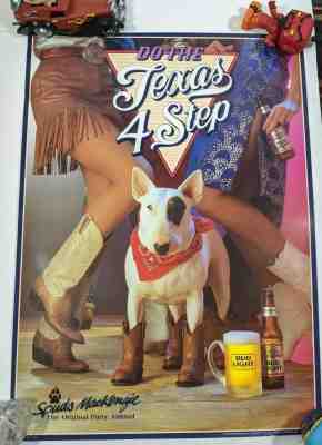 Vintage VTG 1987 SPUDS MACKENZIE BUD LIGHT BUDWEISER  Do The Texas 4 Step Poster