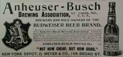 Anheuser Busch Budweiser Beer Original 1891 Print Ad Puck Magazine 