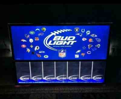 BUD LIGHT BEER NFL TEAMS FOOTBALL 4FT LIGHT UP SIGN GAME ROOM NIB Menu Board