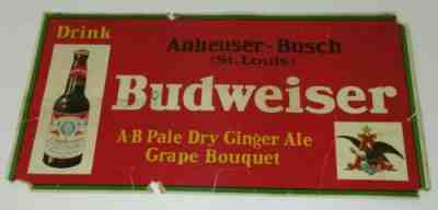 Vintage Post Prohibition Anheuser Busch Budweiser Ginger Ale Grape Bouquet Sign