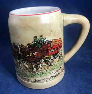 1980 CS19-N Ceramarte BUDWEISER CLYDESDALE HOLIDAY BEER STEIN NO A&EAGLE LOGO