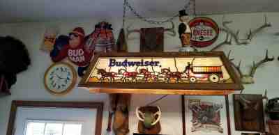 Budweiser Clydesdale Pool Table Light Lamp Vintage Stained Glass Rare