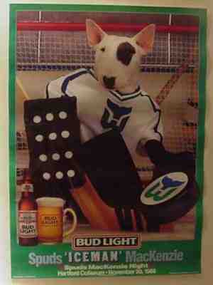 SPUDS MACKENZIE RARE HARTFORD WHALERS HOCKEY POSTER 