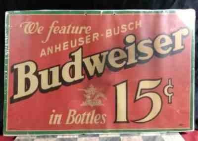 Antique Anheuser-Busch Budweiser Paper Advertising Sign circa 1908 16.5