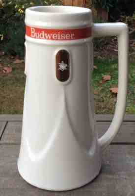 Vintage Budweiser Pottery Stein 1965 White/Red With Gold AB Logo