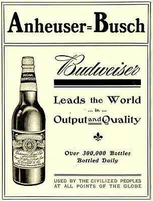 1895 ANHEUSER BUSCH BREWING ASSN, ST LOUIS, MISSOURI C. CONRAD BUDWEISER BEER AD