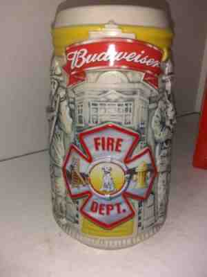 ANHEUSER BUSCH BUDWEISER stein FIREFIGHTERS STEIN-HONOR AND COURAGE  3D RELIEF