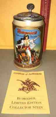 Vintage Anheuser Busch Budweiser Stein Archives 1903 Triumph w/COA 1994