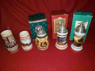 Anheuser-Busch Beer Steins Qty 5 In Box And Out. Please See Photos 