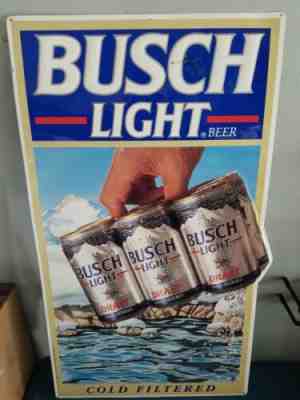 Busch Light beer 6 pack can 3-D tin sign snow cap mountains water bud anheuser 