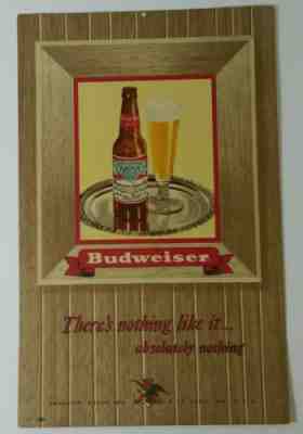 Rare Vintage Original 1948 Anheuser Busch Budweiser Beer Menu Cover Ad - Sign 