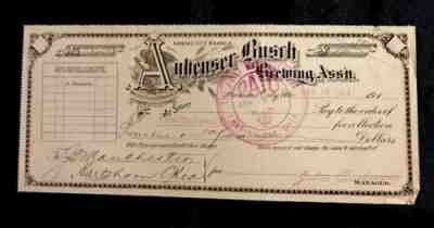 Anheuser Busch Brewing Assn. Kansas City, Mo. 1911 Antique Check-Breweries