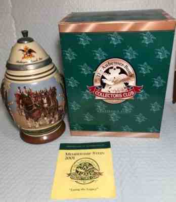 Budweiser 2001 Membership Stein Living the Legacy CB17 w/Box & COA