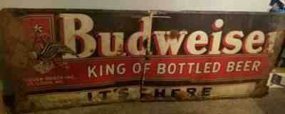 (VTG) 1940s Budweiser beer giant tin advertising sign Anheuser-Busch antique 