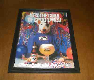 SPUDS MACKENZIE BUD LIGHT BEER FRAMED COLOR AD PRINTS  -  YOUR CHOICE 