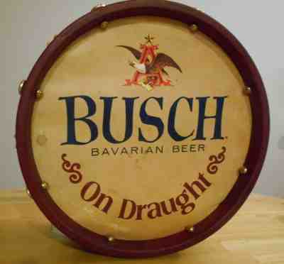 VINTAGE 1978 BUSCH BEER DRUM SIGN ~ ANHEUSER ADVERTISING