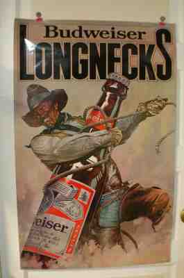 Budweiser Cowboy Roping Longneck 1982 Laminated Poster - Free Shipping