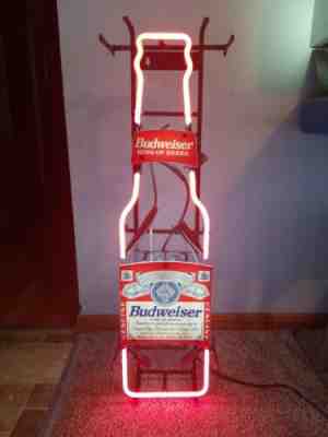 (L@@K) budweiser beer bottle neon light up sign ANHEUSER Busch rare