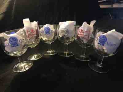 Busch Budweiser Pabst Thumbprint Heavy Beer Glass Goblet Fishbowl Lot of  6