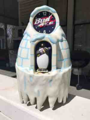 Bud Ice motion igloo penguin Clock