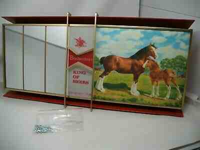 VINTAGE 1960's Anheuser Busch Budweiser Clydesdale's Lighted Bar Sign w/mirrors