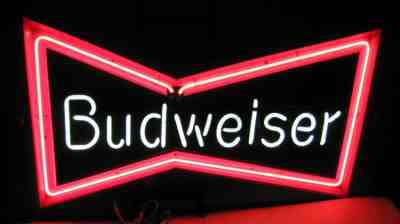 Large Vintage 1991 Budweiser Beer Bow Tie Neon Light Lighted Sign Bowtie 