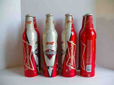 Lot of 8 Budweiser S.F. Giants 2012 World Series Champions Aluminum Bottles