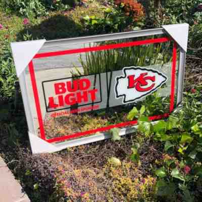 Bud Light NFL Kansas City Chiefs Football Beer Bar Mirror Man Cave Pub New