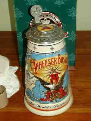 Anheuser Busch Collectors Club Membership Stein & Box 1996 Worlds Largest Brewer