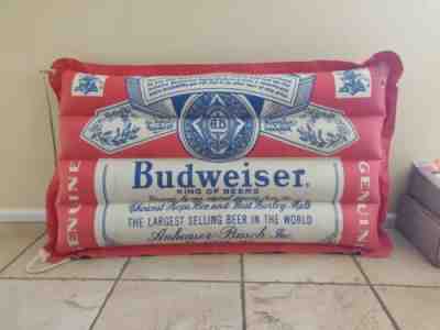 Vintage Budweiser Beer Advertising Inflatable Canvas Raft Floats Holds Air Rare!