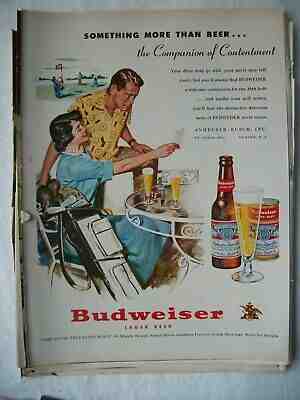 VTG 1951 Orig Magazine Ad Budweiser Beer The Companion of Contentment GOLF