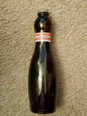 Vintage 1997 Budweiser Bowling Pin Bottle Collectible Empty Glass Beer with Cap