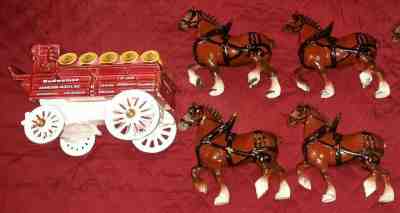 California Poppytrail Pottery Metlox Budweiser Clydesdale Horse and Wagon