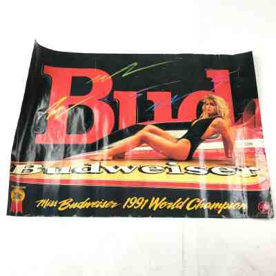 Vintage Miss Budweiser 1991 World Champion Bernie Little Large Beer Poster