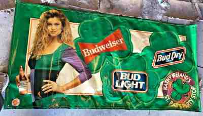 Vintage Budweiser ~ Kathy Ireland ~ St. Patrick's Day Party Stop  6' x 3' Banner