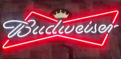 Budweiser Beer Bowtie 6 Foot Giant LED Light Up Sign Game Room Anheuser-Busch