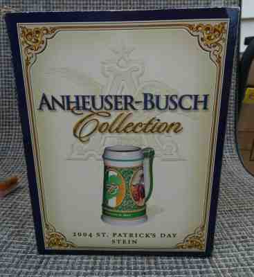 2004 ANHEUSER BUSCH COLLECTION ST PATRICK'S DAY STEIN WITH COA IN ORIGINAL BOX