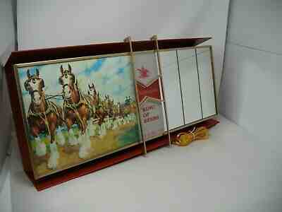 VINTAGE 1960's Anheuser Busch Budweiser Clydesdale's Lighted Bar Sign Mirrored