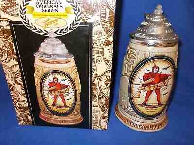 Budweiser American Originals stein w/pewter lid: FAUST LAGER, original box w/COA