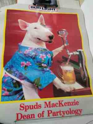 Vintage 1986 Original Spuds MacKenzie BUD LIGHT POSTER   Dean of Partyology