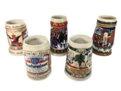 Budweiser Beer Steins Mugs Tankard Collection Bud Anheuser Busch Ceramic