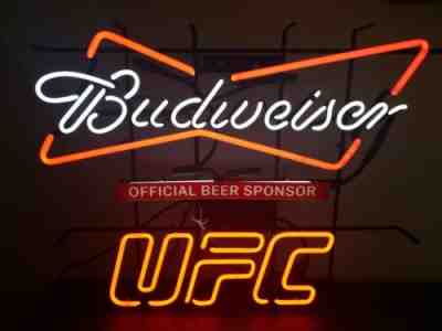 BUD LIGHT BEER UFC MMA NEON LIGHT UP SIGN GAME ROOM BAR SPORTS ANHEUSER BUSH 