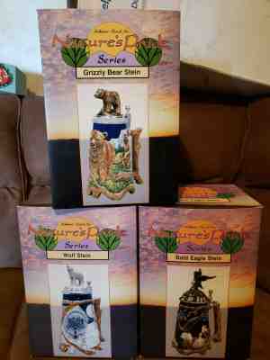 Anheuser Busch  Budweiser  Nature's Pride Stein  SET OF 3   NIB  WITH COA   