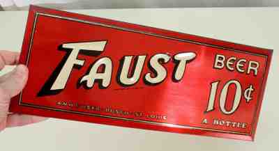 FAUST TOC TIN OVER CARDBOARD BEER SIGN ANHEUSER-BUSCH ST. LOUIS, MISSOURI BUD MO