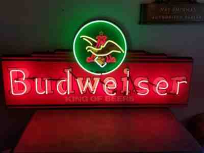 (L@@K) budweiser beer neon light up sign eagle giant 60