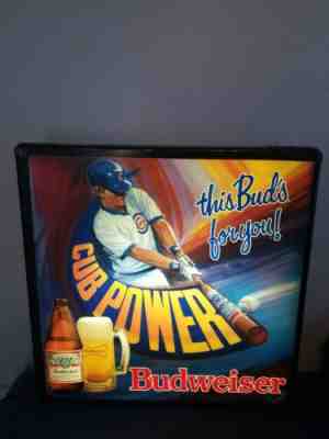 BUDWEISER BEER 1989 CHICAGO CUBS BASEBALL PLAYER LIGHT UP SIGN WRIGLEY RARE 