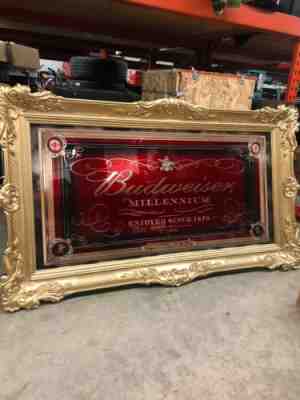 Budweiser Millennium 57X33 Framed Super Rare Bar Mirror With Box